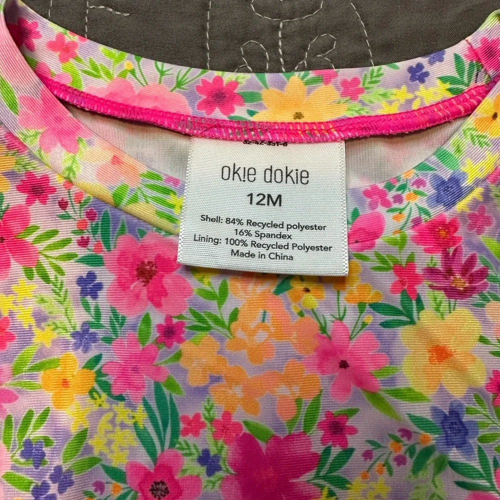 Okie Dokie 12M Girls Pink Micro Ditsy Floral Rash Guard And Bottoms Set NWT